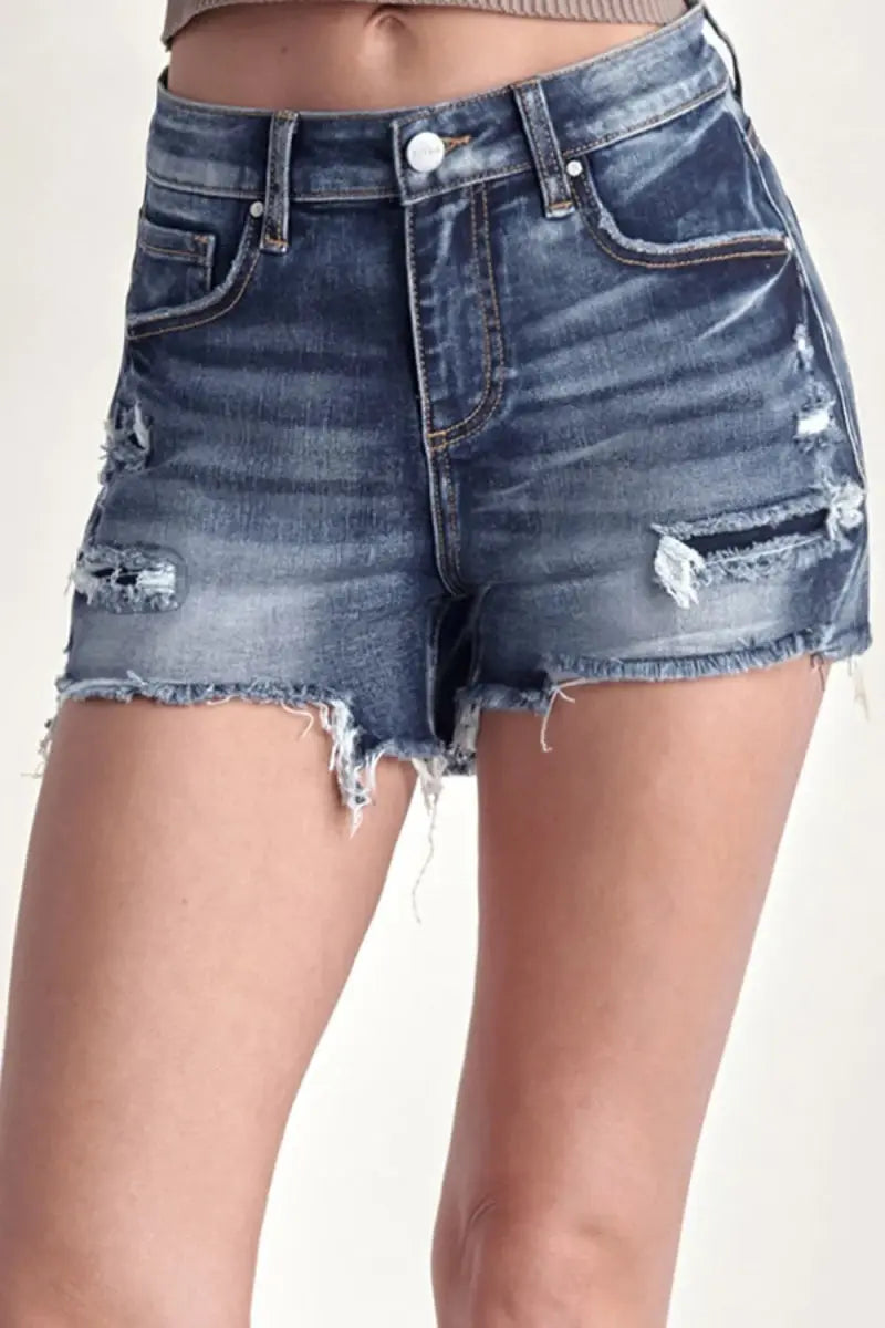 RISEN Mid Rise Raw Hem Denim Shorts for Women Summer - Love Salve